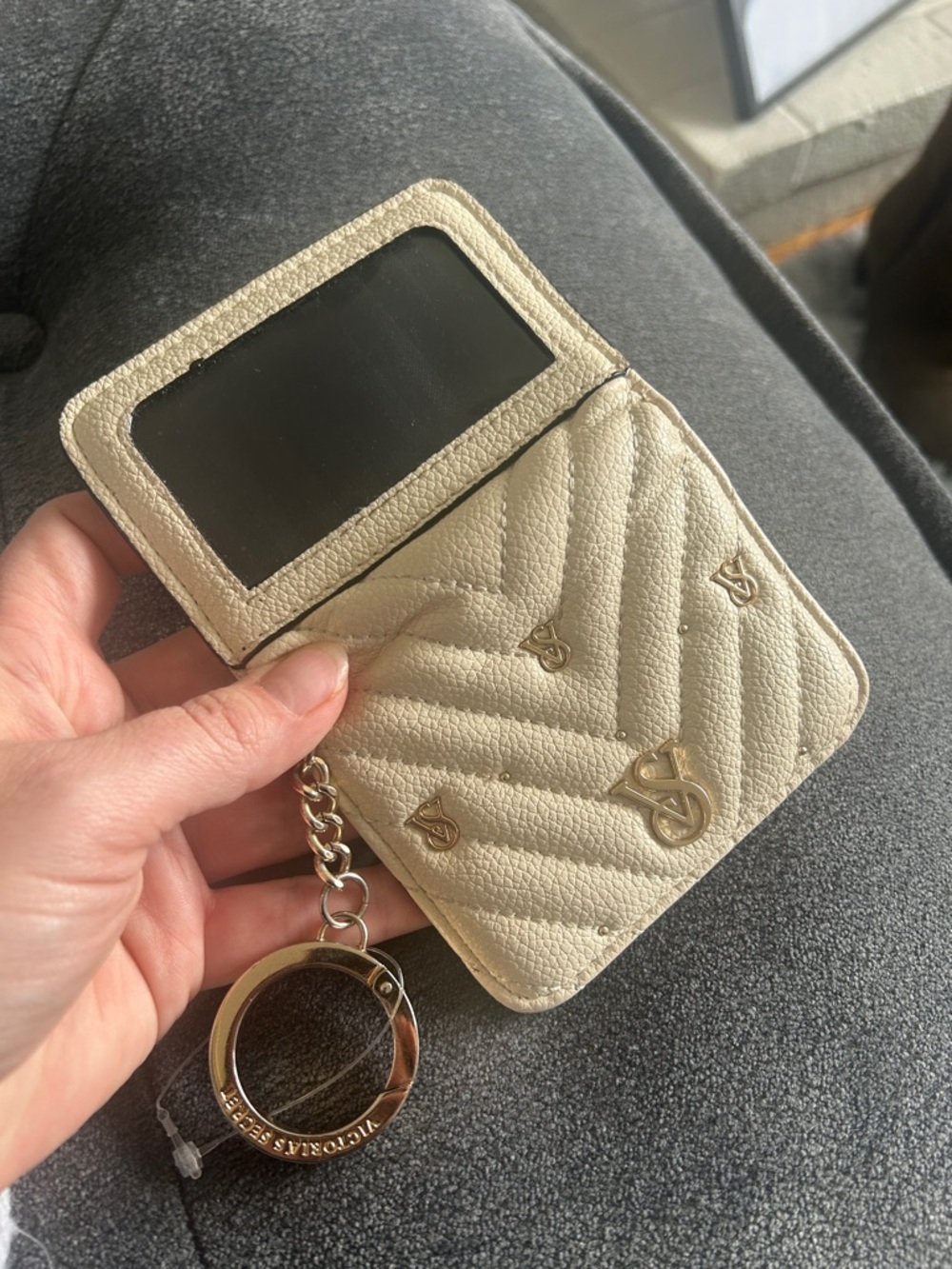 Victoria's Secret Cream Quilted Keychain Wallet